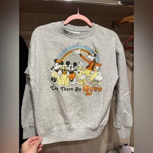 Disney Gray Crewneck Sweater with Colorful Characters